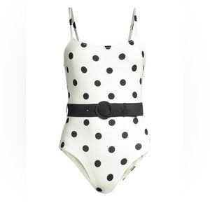 SOLID AND STRIPED The Nina Belted Polka Dot One-Piece Swimsuit